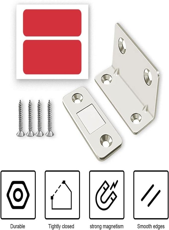 Boniry Magnetic Door Catch,Ultra Thin Cabinet Magnetic Catch with Strong Adhesive Sticker & Screws, Slim Drawer Magnets Locks Furniture Safety Latches (L-Shaped Silver, 6) - Image 3
